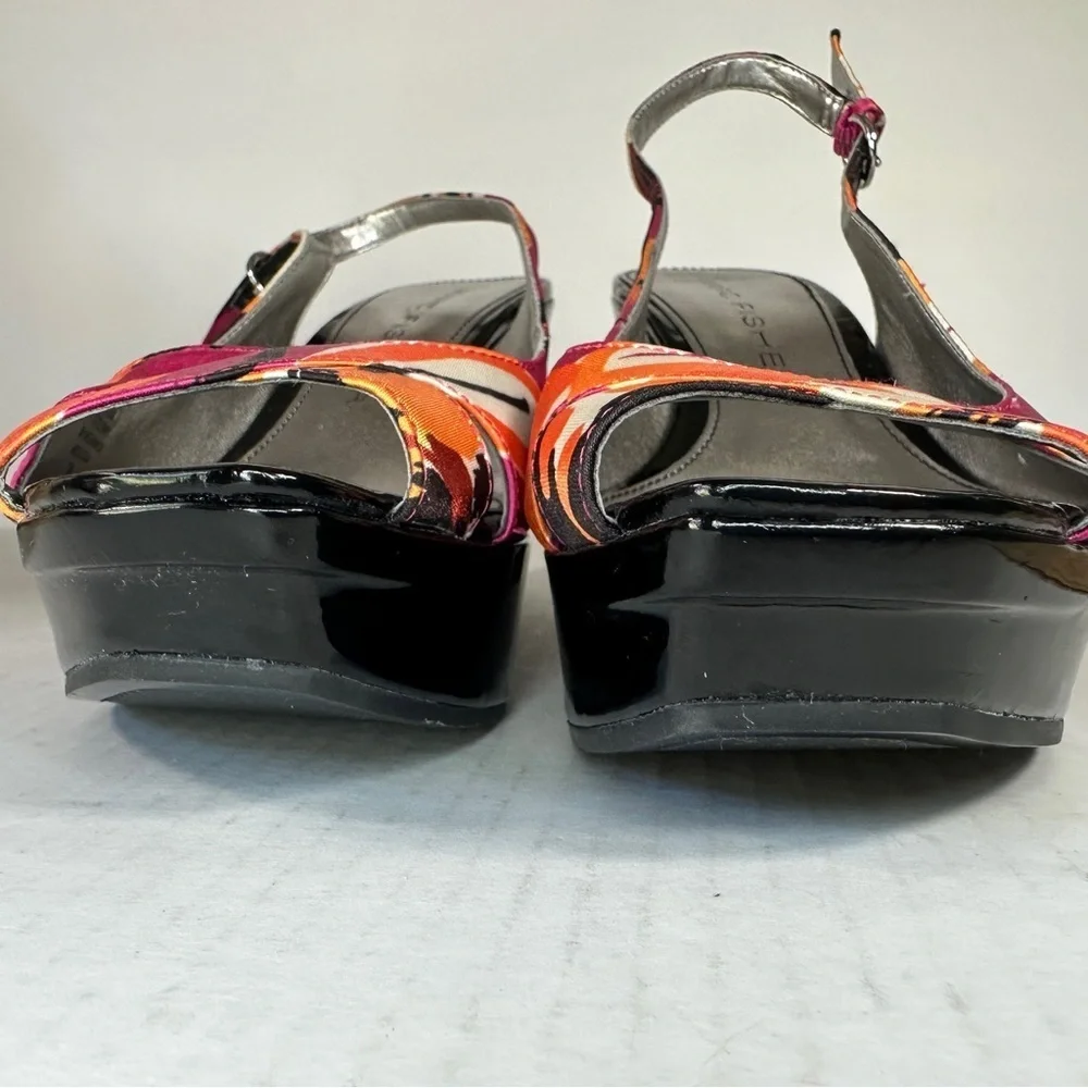 Marc Fisher Multicolor Peep Toe Wedge Sandal Size 7